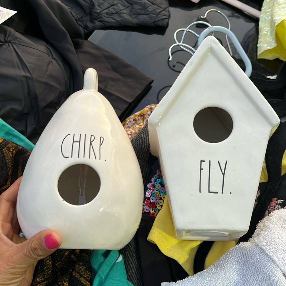 2 Rae Dunn bird houses from before COVID